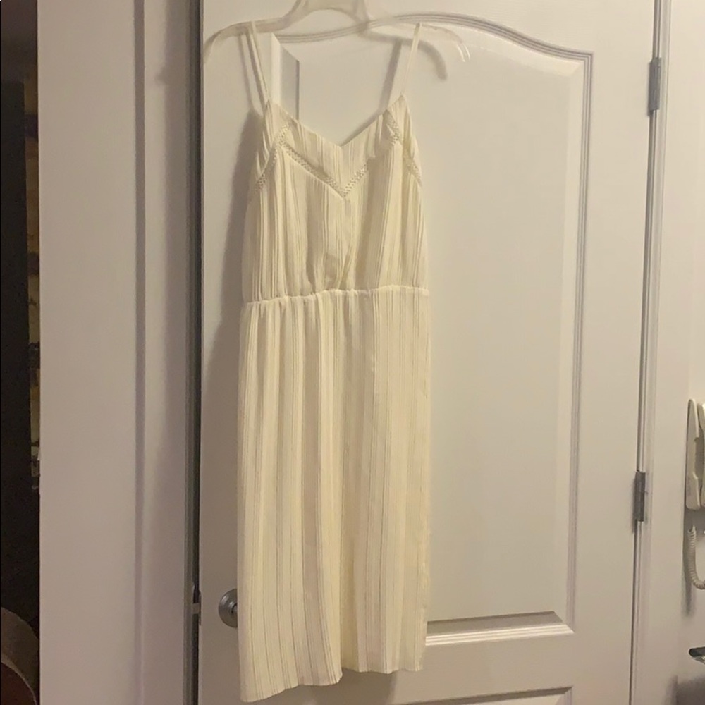 Express Cream-Colored Pleated Dress